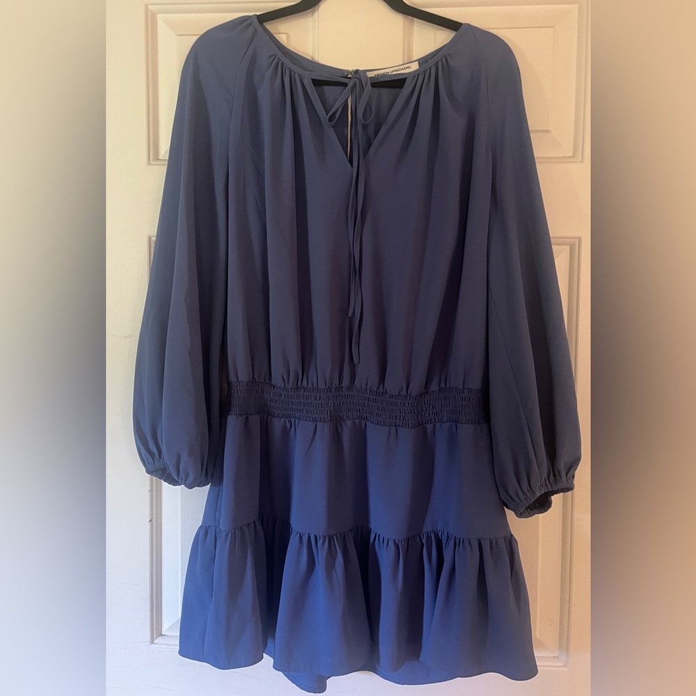 Amanda Uprichard cobalt blue tiered dress